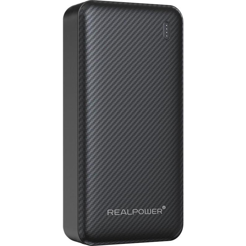 RealPower PB-20000 SSB,20.000mAh,Feststoffbatterie,schwarz (20000 mAh), Powerbank, Nero