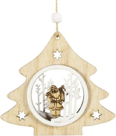 Produktbild Bekos Holz-Baumschmuck Sterne und Bäume mit Intarsien 4er Set