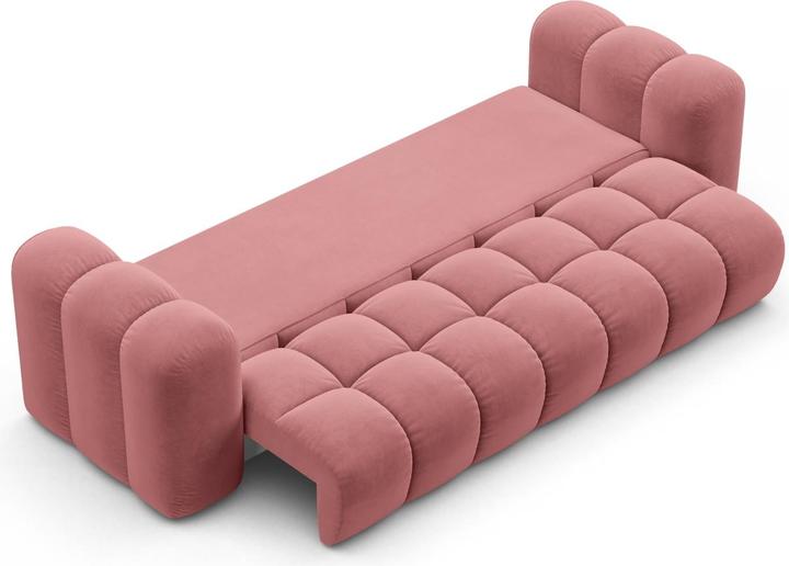 Actual product image Maison Heritage Velvet Sofa With Bed Function And Box, "Arden", 3 Seats, Flamingo, 253x102x70 Made in Europe (3-seater)