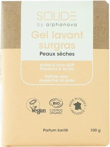 Alphanova Solide Waschgel rückfettend trockene Haut Bio fest (Seifenlotion)