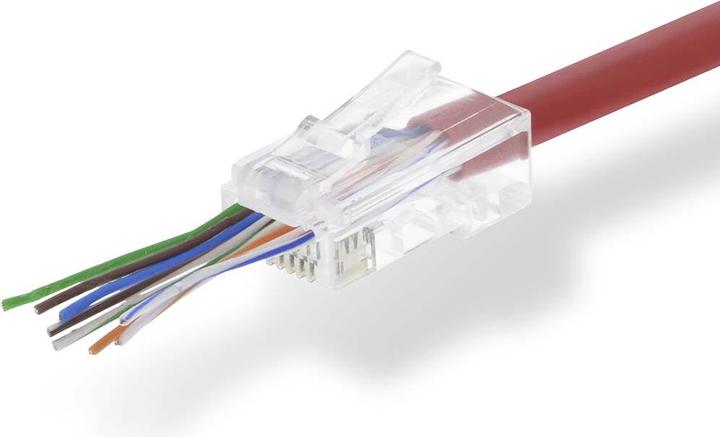 Actual product image Nedis RJ45 plug | RJ45 Pass Through | Stranded UTP CAT5 | Straight | Gold-plated | 10 pieces | PVC | T (UTP, CAT5e)