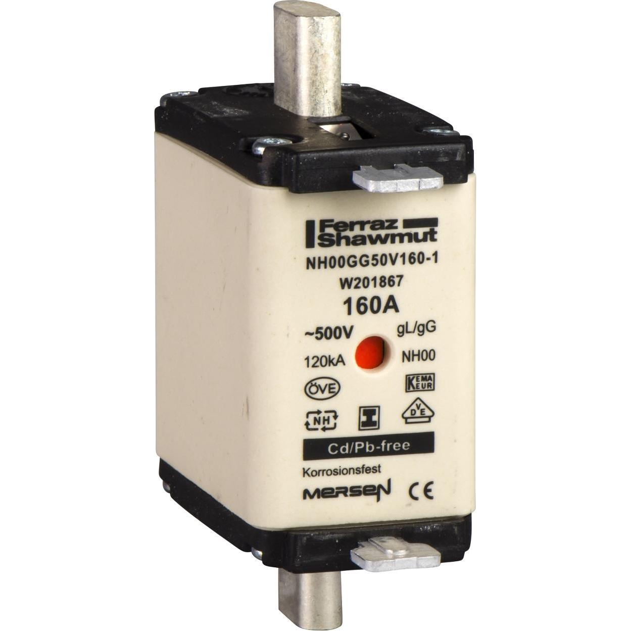 3x Schneider Electric, Sicherung, Sicherungspatrone DIN 00mit Messern, gG DF2FGN160 (NH-DIN Sicherung, 160 A)