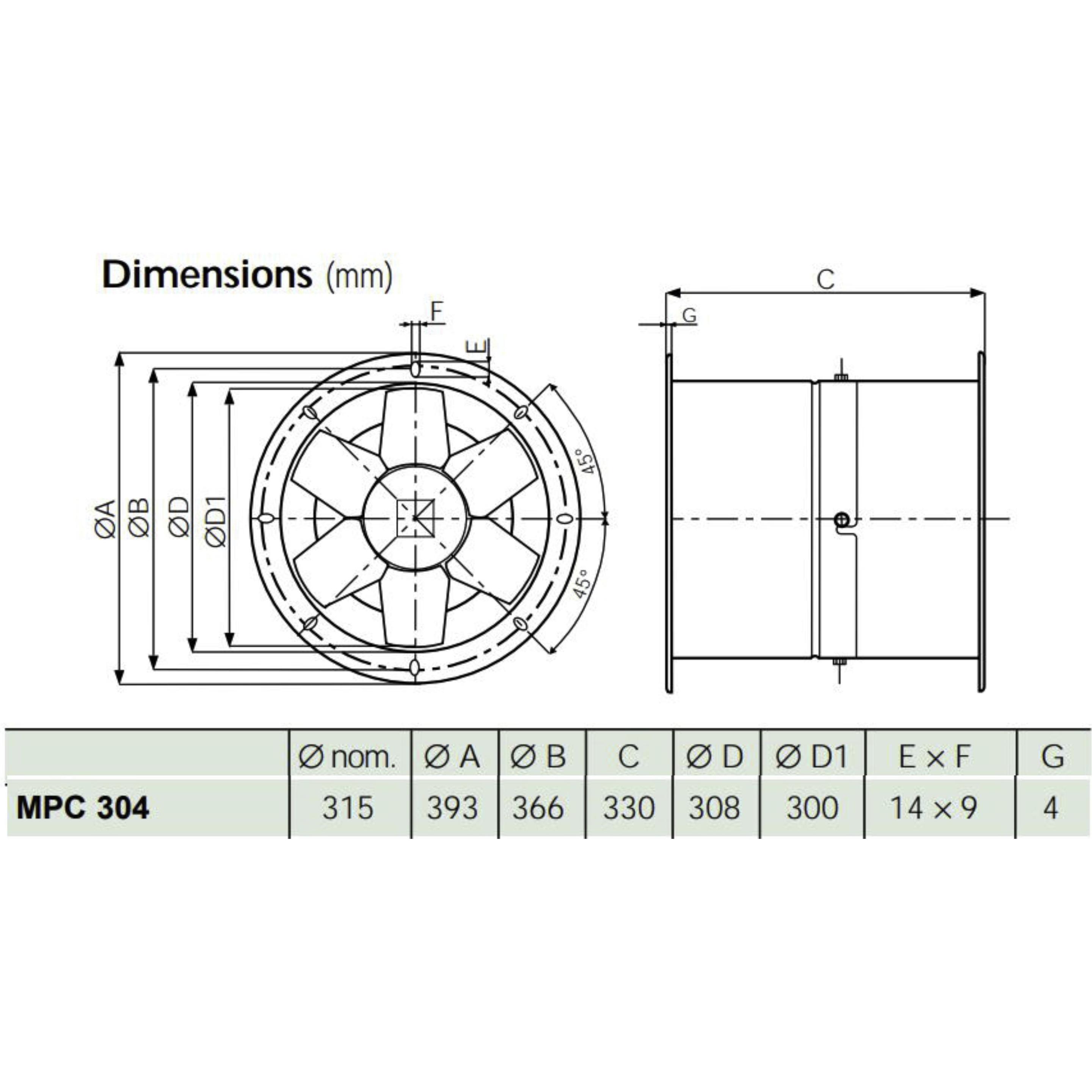 Thumbnail - Vortice, Belüftungsventilator, Rohrventilator MPC 304 M