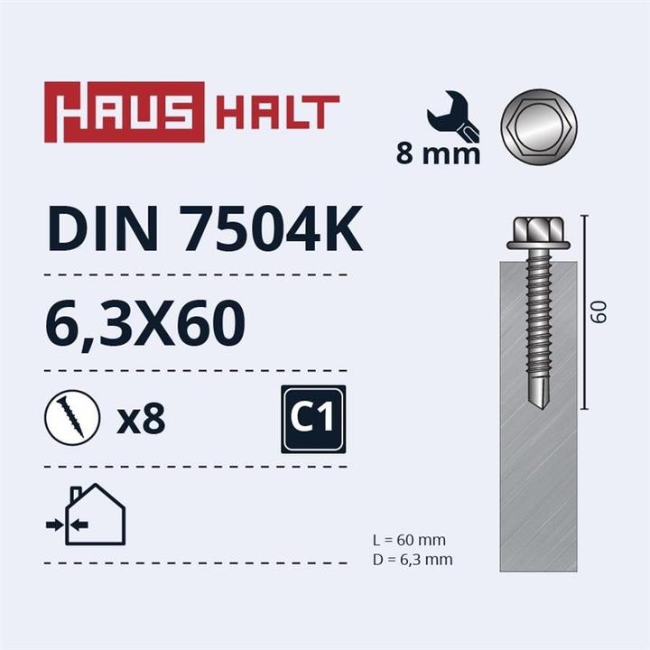 Actual product image Memorysolution SELF SCR 6.3X60 MET DIN7504K ZN 8PCS M1