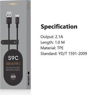 Actual product image Orsen S9C USB A and Type C 2.1A 1m black (1 m)