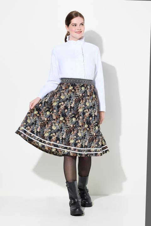 Produktbild Ulla Popken Jacquard-Midirock, A-Linie, Elastikbund, Glitzerkordel (62)