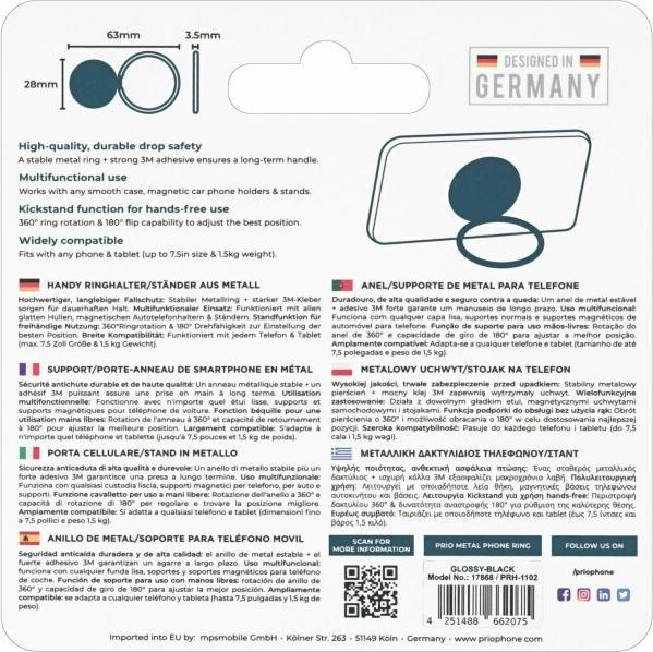 Produktbild prio Metall-Handyring glänzend-schwarz