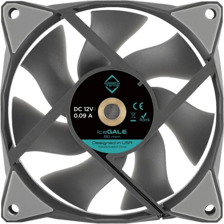 Produktbild Iceberg Thermal IceGALE Computergehäuse Ventilator 8 cm Grau 1 Stück(e) (80 mm, 1 x)