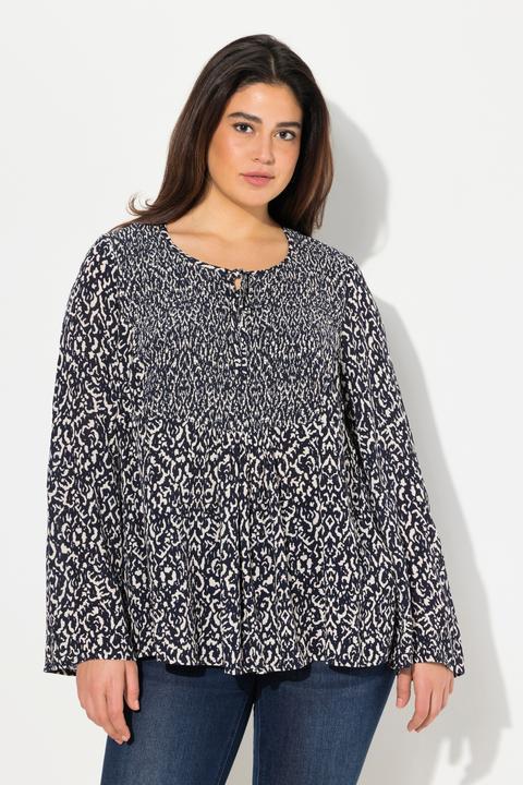 Produktbild Ulla Popken Bluse, gesmokt, Rundhals, ausgestellter Langarm (58)