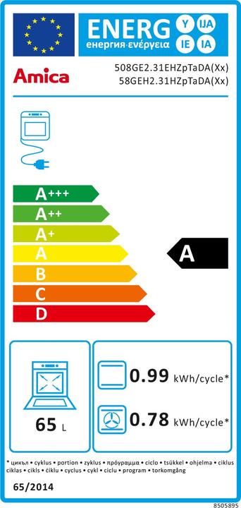 Energie-Label Amica Gas-electric stove 58GEH2.31HZpTaDA (Xx)