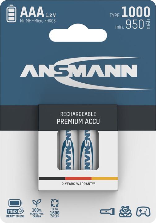 Produktbild Ansmann AAA (4 Stk., AAA / LR03 / Micro / R03 / AM4 / MN2400 / KR03, 950 mAh)