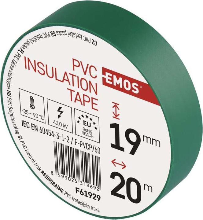 Actual product image Emos Insulating tape PVC 19mm/20m green, 10 pcs. (19 mm)
