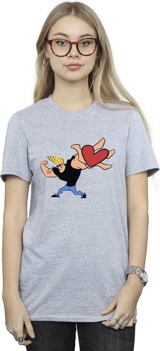 Actual product image Johnny Bravo Womens/Ladies Heart Present Cotton Boyfriend T-Shirt (XXL)