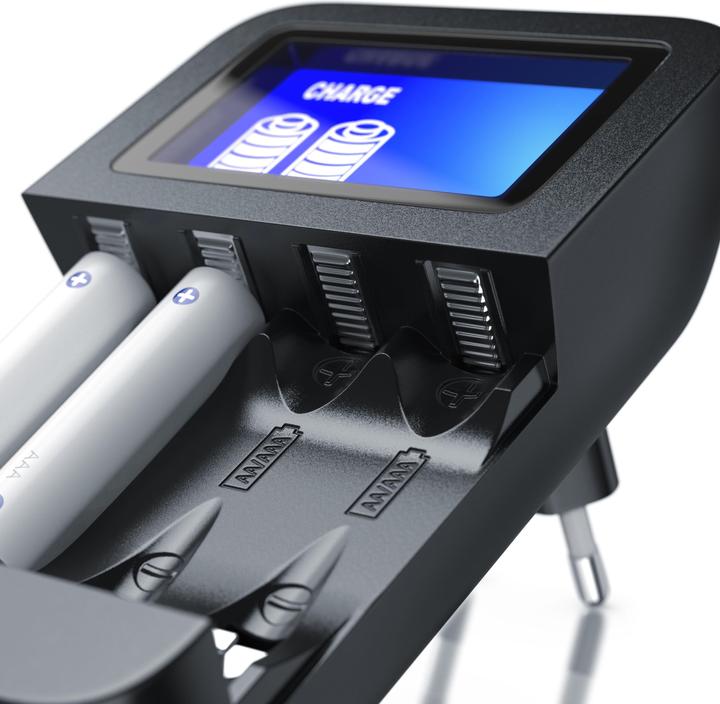 Actual product image Aplic Battery charger 2700 mA, universal 4-bay battery charger suitable for type AA / AAA NiMH batteries (1 pcs., AAA, AA, 1000 mAh, Chargers without battery)