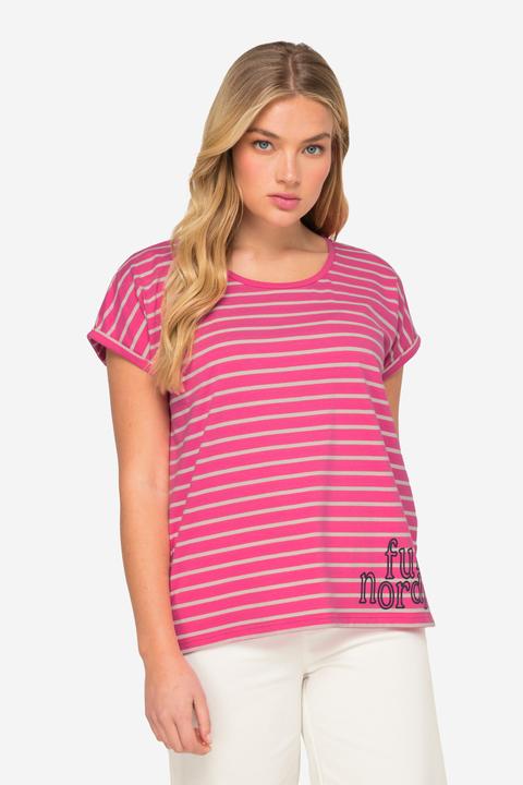 Actual product image Laurasøn Oversized Striped T-Shirt Crew Neck Short Sleeve (XL)