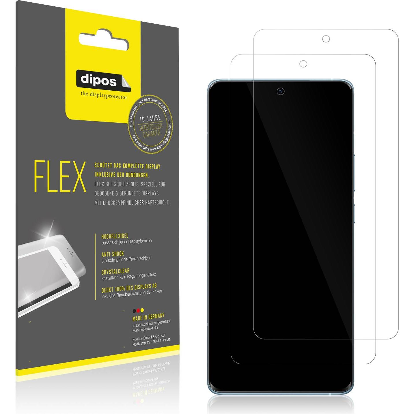 Dipos Displayschutzfolie Full-Cover 3D (2 Stück, Vivo X60), Smartphone Schutzfolie, Transparent