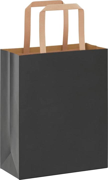 Produktbild VidaXL Kraftpapiertüten 50 Stk. mit Henkel Schwarz 18x8x22 cm Papiertüte (Geschenktüte, 50 x)