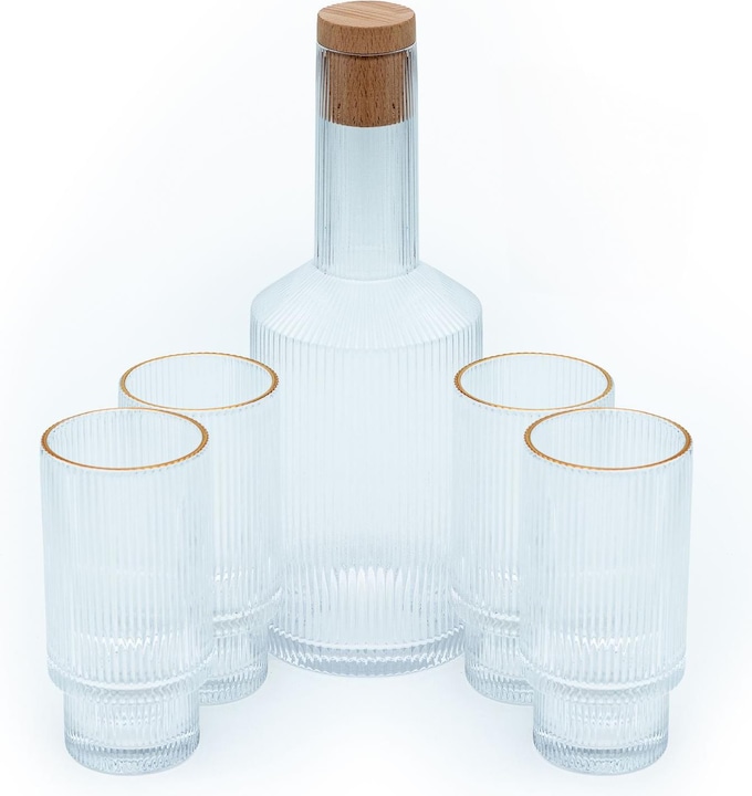 Produktbild Intirilife Glaskaraffen Set mit Korken und 4 Gläsern (1.70 l)
