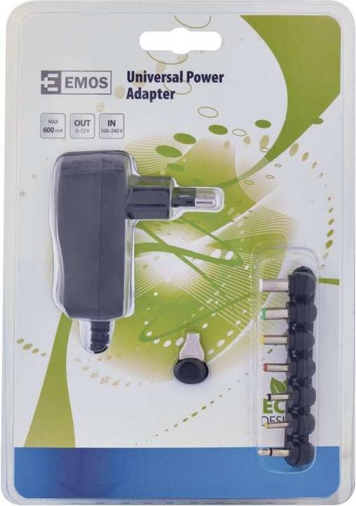 Actual product image Emos Universal Switching-mode Power Supply 600 mA with tips