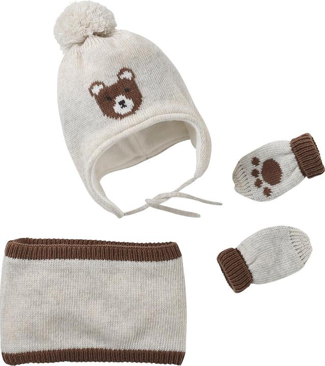 Actual product image Vertbaudet Baby Set: Mütze mit Bären, Snood und Fäustlingen (74/80)