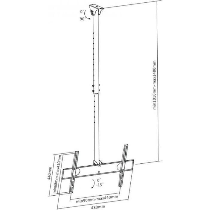Thumbnail - Maclean MC-631 - VESA Monitor-/TV-Halterung, 32-55", schwarz, 50 kg (Decke, 55", 50 kg), TV Wandhalterung, Schwarz