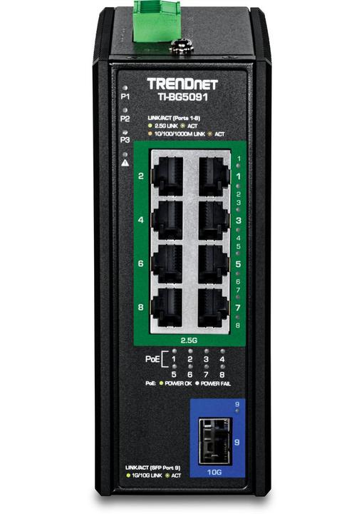 Actual product image Trendnet TI-BG5091 Industrial DIN-Rail Switch 2,5G 9-Port PoE++ mit 10G Ports (9 ports)