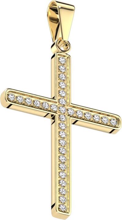 Image du produit Star Piercing Pendentif croix dorée avec cristaux (Acier chirurgical 316L, sans laiton)