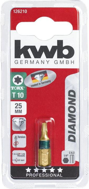 Actual product image kwb Diamond screwdriver bit 1/4 T10 (Hexagon socket TX)