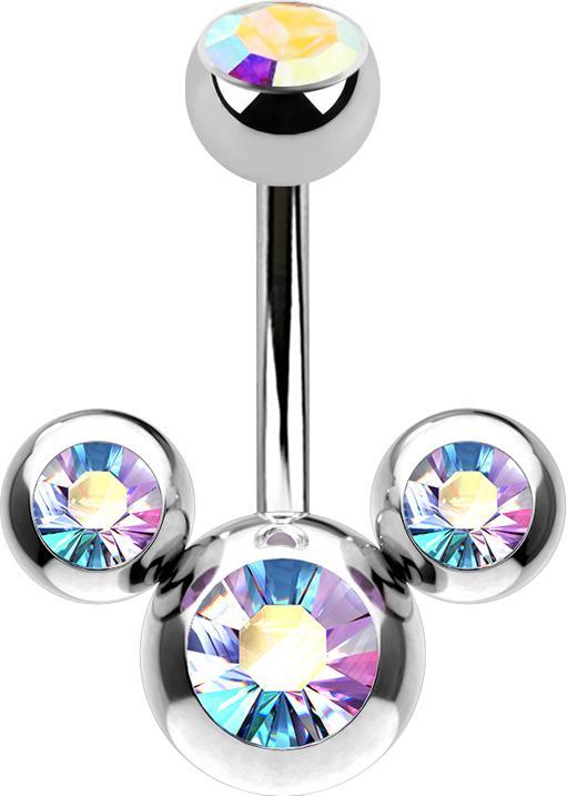 Immagine prodotto Star Piercing Banana argento Topolino con cristallo multicolore (senza ottone, Acciaio chirurgico 316L)