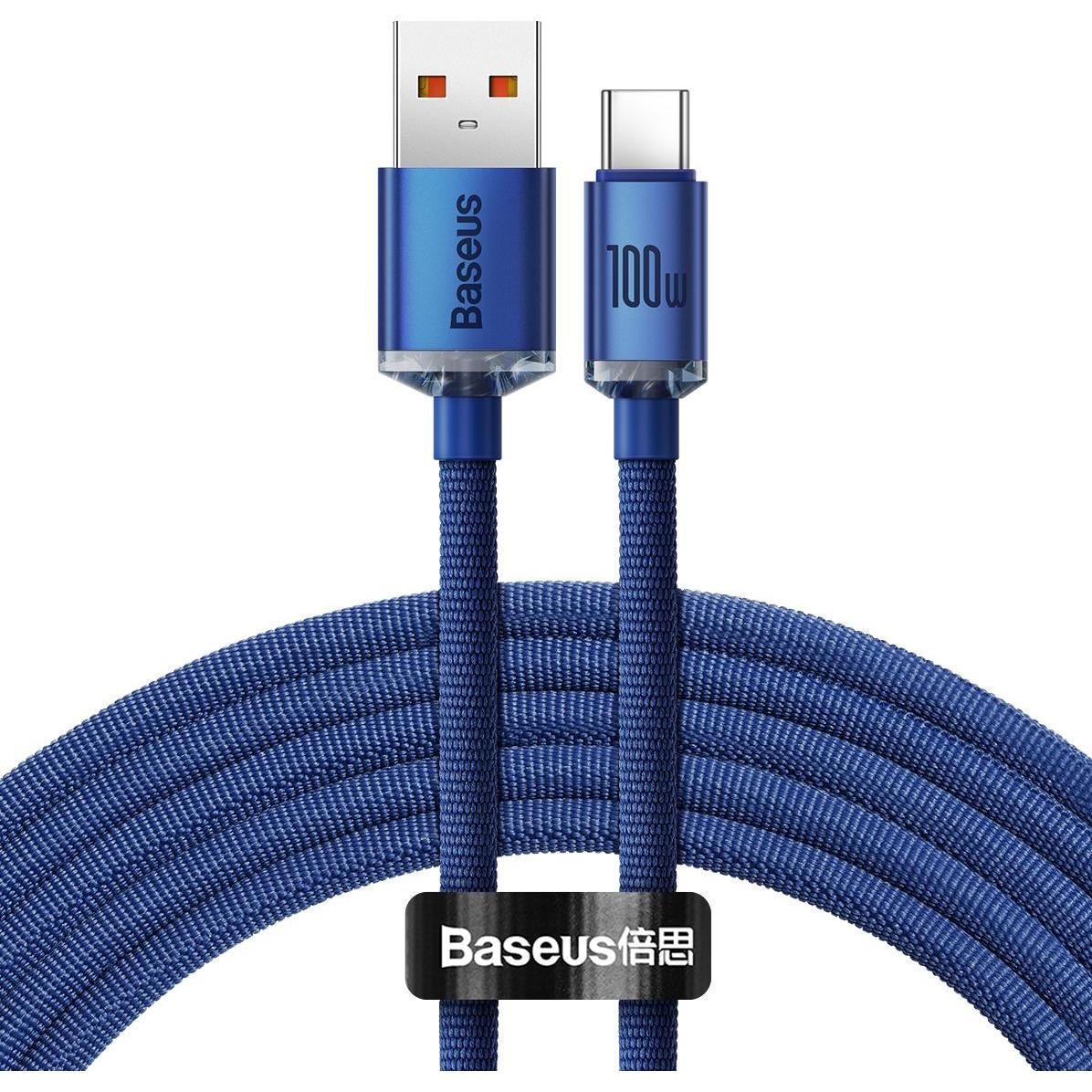 Thumbnail - Baseus Crystal Shine Series Fast Charging Data Cable USB to Type-C 100W 2m Blue (2 m, USB 2.0), USB Kabel