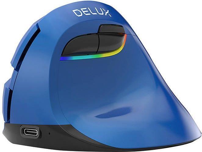 Image du produit Delux Souris verticale sans fil M618Mini BT4.0 + 2.4Ghz 4000DPI RGB (bleu) (Sans fil)
