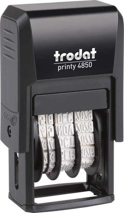 Actual product image Trodat Printy date stamp with warehouse text BOOKED