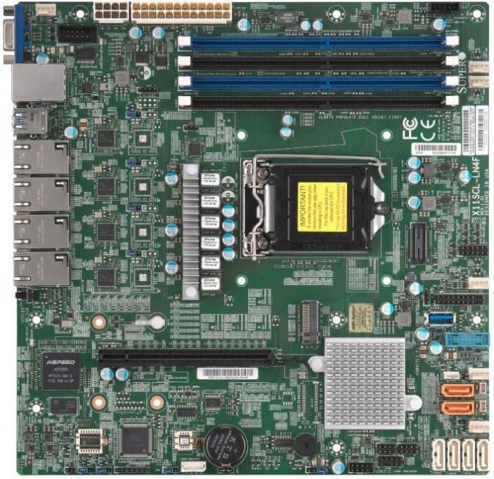 Actual product image Supermicro Supermicr X11SCL-LN4F: LGA1151 (LGA 1151, Intel C242, mATX)