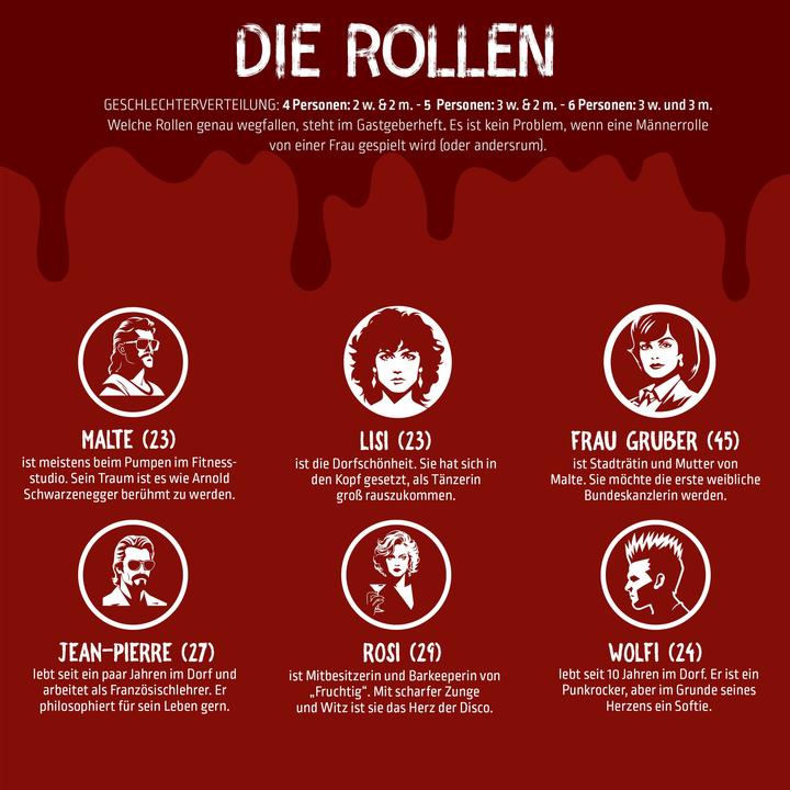 Produktbild Mord bei Tisch Dorfdisco - Krimidinner (Deutsch, 4 - 6 Spieler)