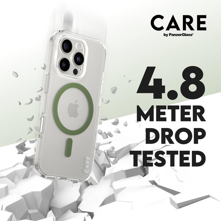 Actual product image PanzerGlass CARE Flagship Case Urban Combat w. Green MagSafe iPhone '24 6.3" Pro (Apple iPhone 16 Pro)