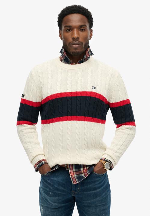 Image du produit Superdry Pull rayé en maille de coton torsadée (M)