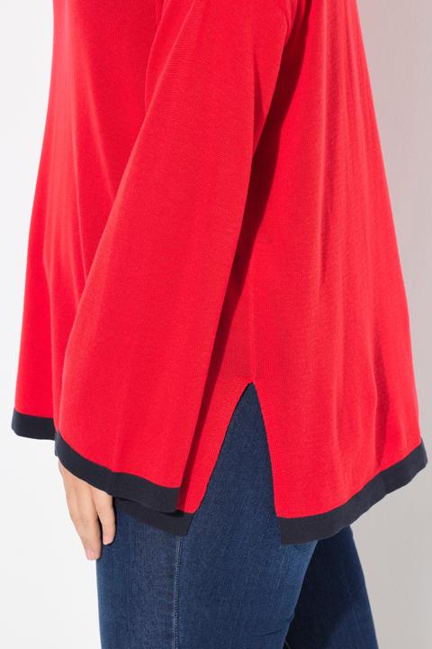 Immagine prodotto Ulla Popken Maglione con orli colorati, scollo a V e maniche lunghe (46, 48)