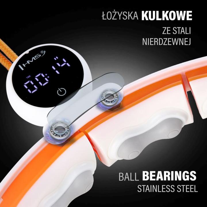 Image du produit HMS Hhm21 Hula Hoop Blanc/Orange Avec Aimants Tpe Patte Et Poids + Compteur (90 cm, 800 g)