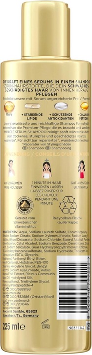 Produktbild Pantene Shampoo Moschino Repair & Care Kollagen Miracle Serum 225 ml (225 ml, Flüssiges Shampoo)