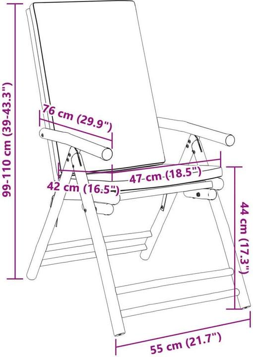 Image du produit vidaXL Verstellbarer Gartenstuhl