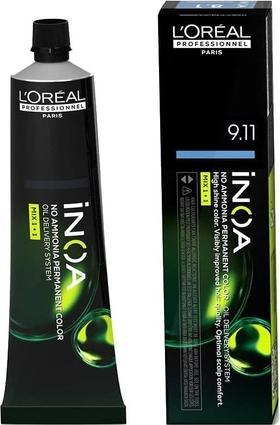 L'Oréal Professionnel INOA sin amoniaco 9.11 Rubio Muy Claro Ceniza Profundo 60 ml (Aschgrau Extra helles Blond)
