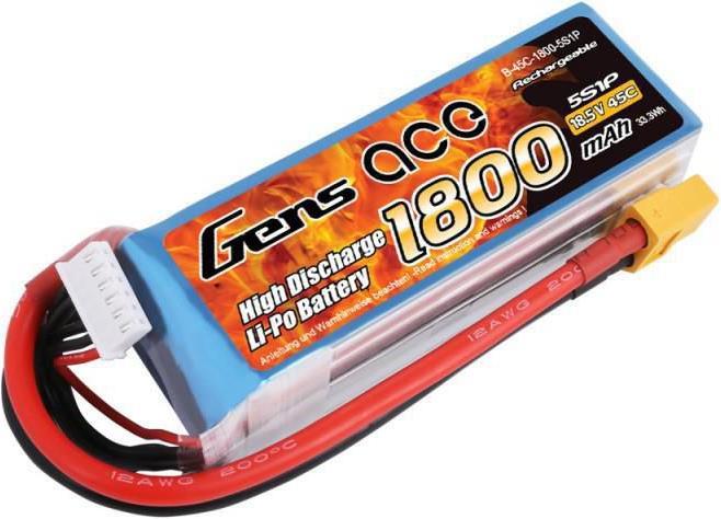 Immagine prodotto Gens Ace Batteria Gens LiPo 18.5V 1800mAh 45C 5S1P (18.50 V, 1800 mAh)