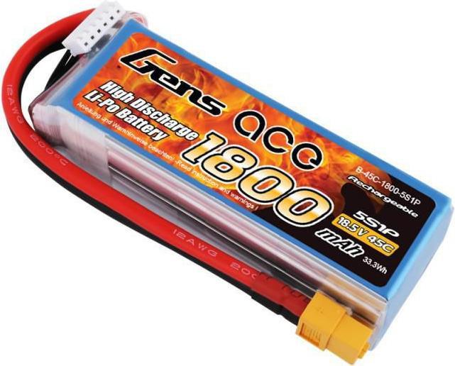 Immagine prodotto Gens Ace Batteria Gens LiPo 18.5V 1800mAh 45C 5S1P (18.50 V, 1800 mAh)