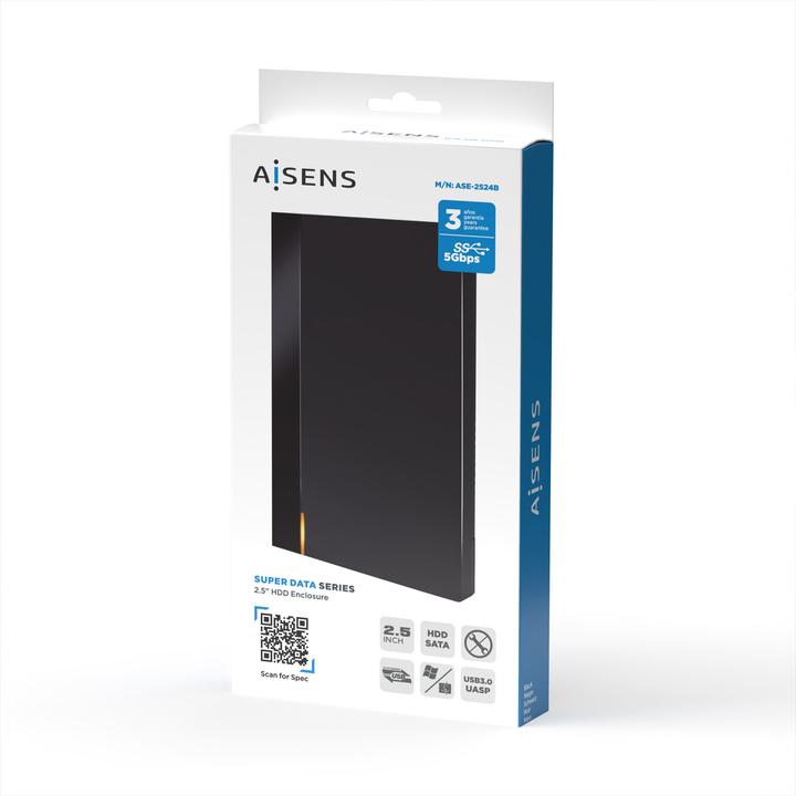 Actual product image Aisens CAJA EXTERNA 2.5" ASE-2524B 9.5MM SATA A USB 3.0 USB3.1 GEN1 NEGRA (2.5")