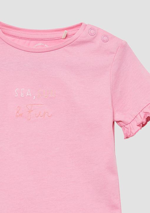 Produktbild S.Oliver T-Shirt Baumwoll-T-Shirt mit Stickerei und Volantärmeln (68)