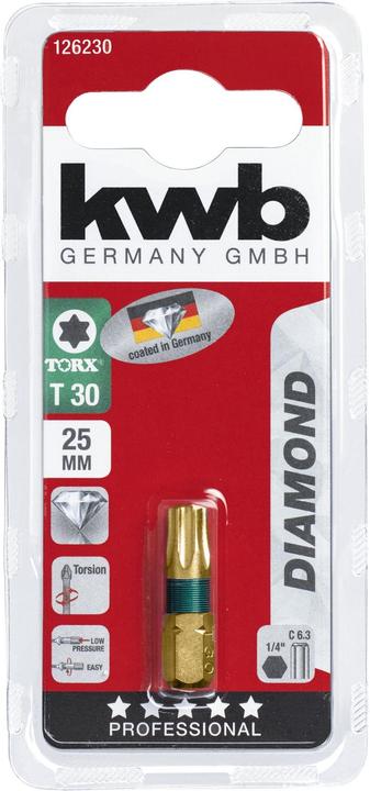 Immagine prodotto kwb Bit 25mm Torx 30 Diamond SB (Presa esagonale TX M30)
