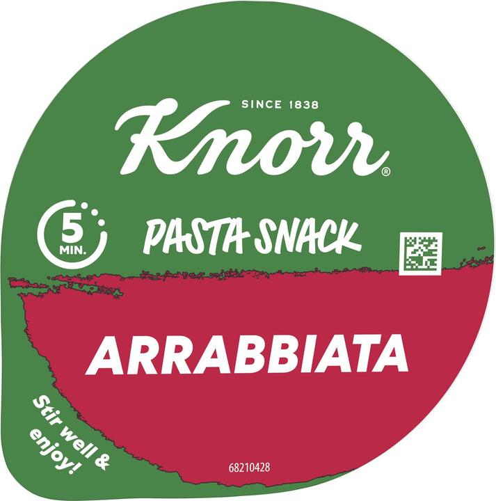 Actual product image Knorr Pasta Snack Arrabbiata cup, instant ready meal with spicy sauce, prepared in 5 minutes (80 g)