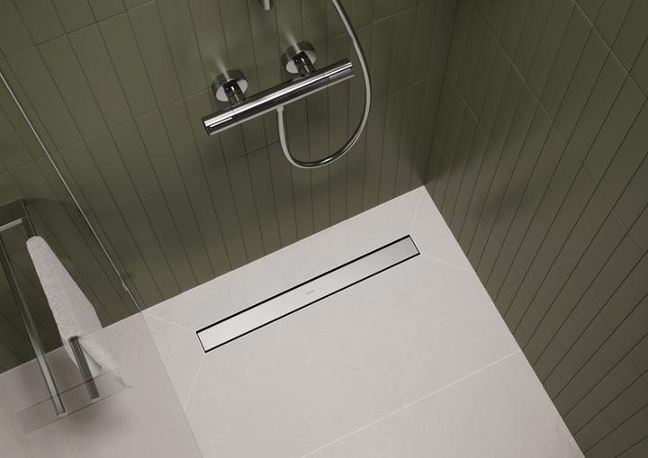 Produktbild hansgrohe RainDrain Go kit complet caniveau de douche 800, écoulement à larrière, pour installation (800 mm)