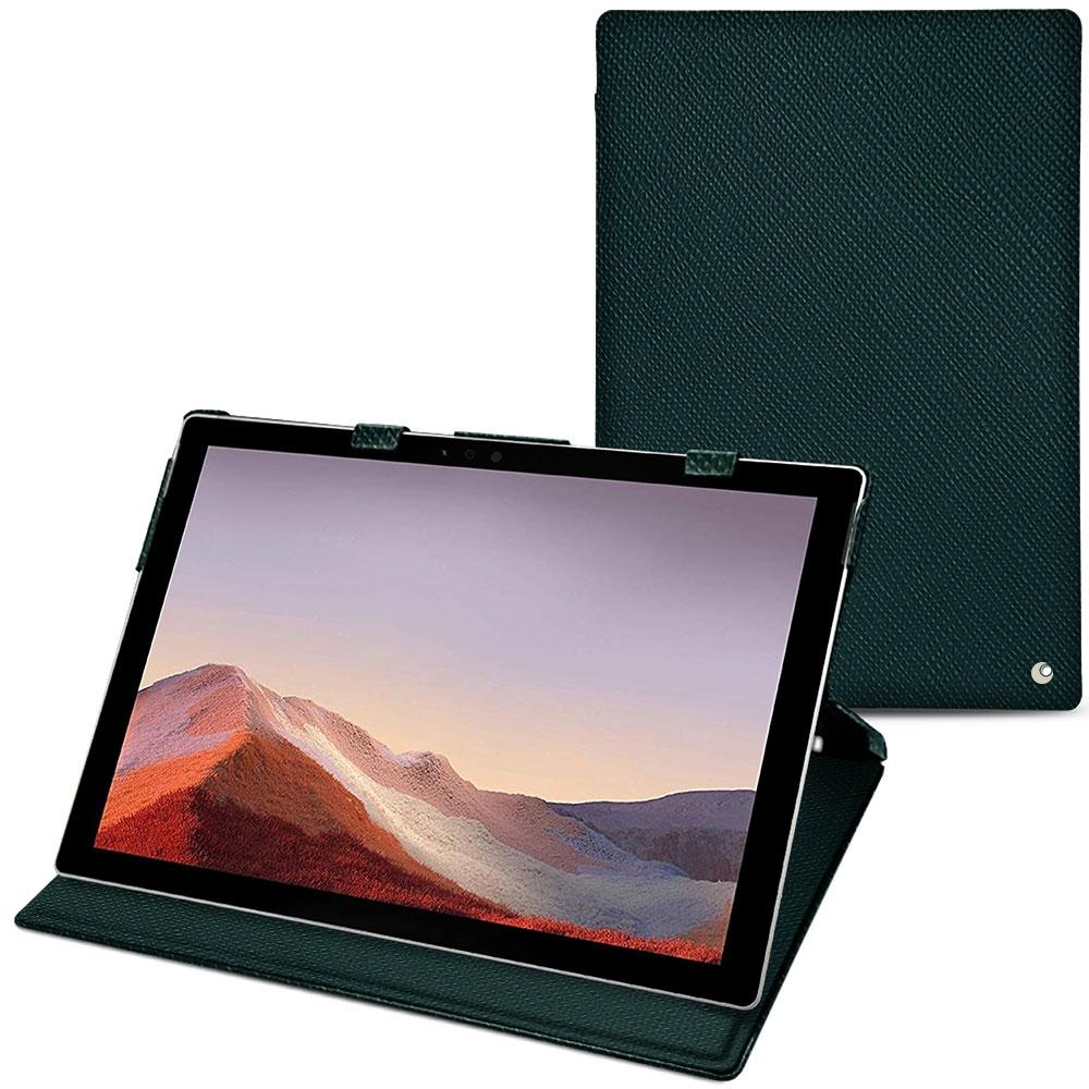 Noreve Lederschutzhülle vertikal (Microsoft Surface Pro 7), Tablet Hülle, Grün