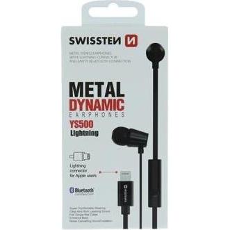 Thumbnail - Swissten Earbuds DYNAMIC Lightning YS500 (keine Geräuschunterdrückung, Kabelgebunden), Kopfhörer, Schwarz